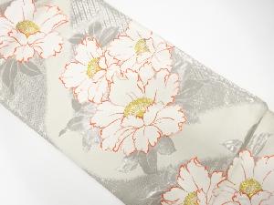 アンティーク　流水に牡丹模様織り出し袋帯(材料)